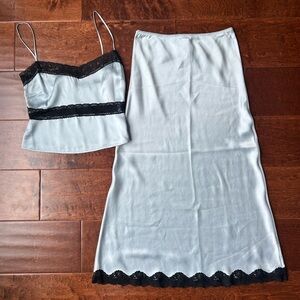 Reformation Silk and Lace Arie Skirt and Lane Top - Size 0